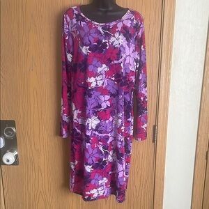 LuLaRoe Purple and Pink Sheath Dress Knee-Length Long Sleeve